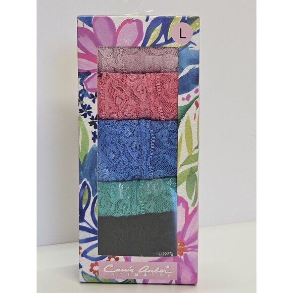 Carrie Amber Women Size L Intimates 5PK Lace Hipster Multicolor Gift Box Panties - Picture 2 of 7